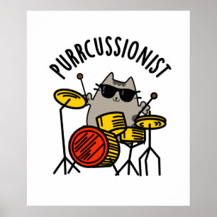 Póster Un gato divertido y aguanieves purr-cussionista