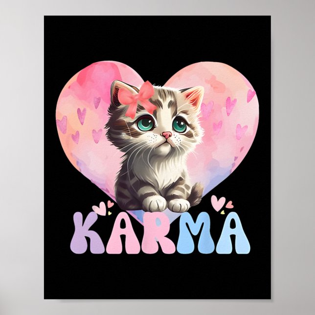 Póster Un gato divertido y divertido, con forma de corazó (Frente)