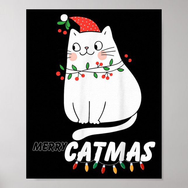 Póster Un gato dulce, moras, Navidades y gatos amantes de (Frente)