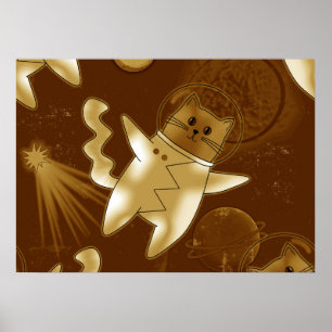 Póster Un gato en el espacio exterior.