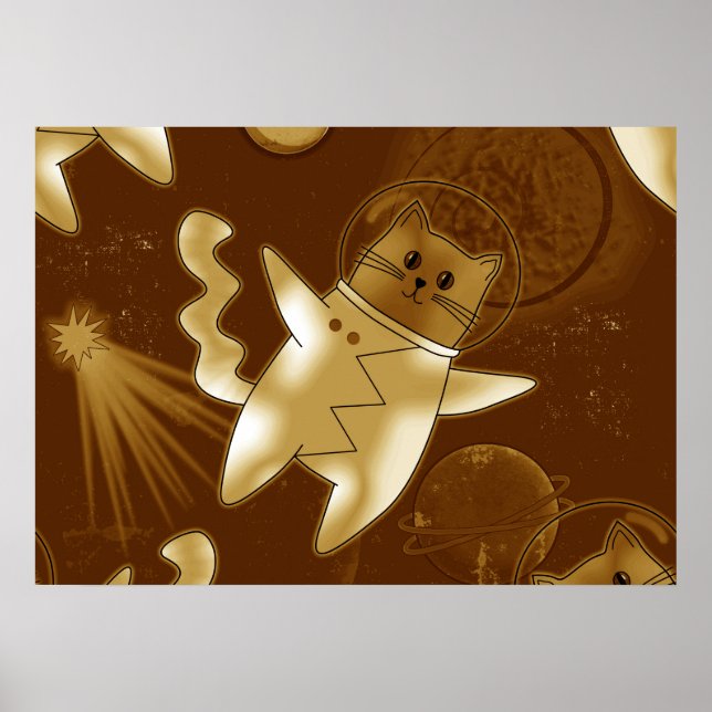 Póster Un gato en el espacio exterior. (Frente)