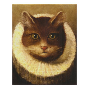 Póster Un Gato En Una Cuidada Pintura Vintage De Arte Vic