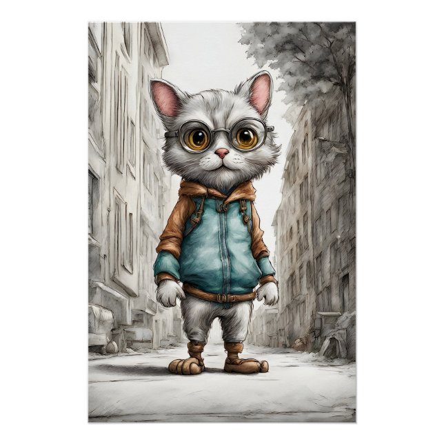 Póster Un gato gatito para caminar (Anverso)