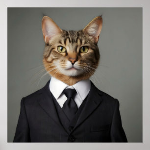 Póster Un gato gracioso con traje
