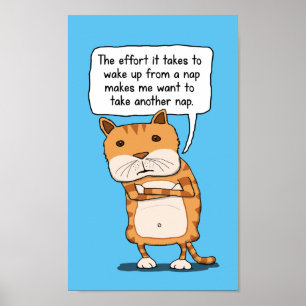Póster Un gato gracioso necesita una siesta después de la