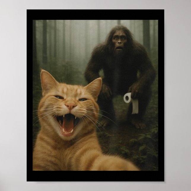 Póster Un gato gracioso sorprendió a Happy Selfie con Big (Frente)