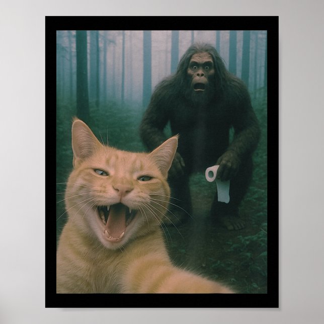Póster Un gato gracioso sorprendió a Happy Selfie con Big (Frente)