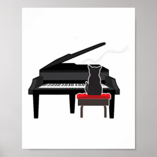 Póster Un Gato Jugando Piano Música Amante De La Camiseta