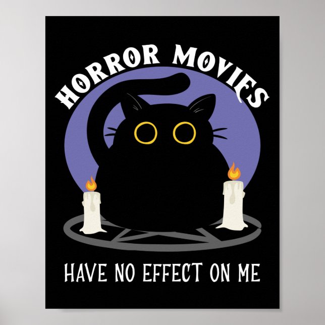 Póster Un gato negro gracioso ama la película del terror (Frente)