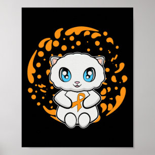 Póster Un gato persa lindo Anime Kitten Leukemia Concienc