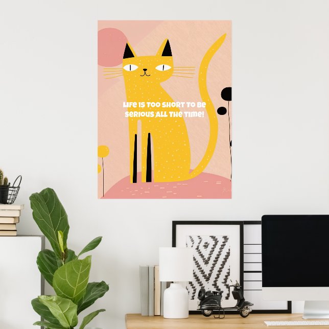 Póster Un gato Poster lindo y gracioso con una cita Inspi (Oficina en casa)