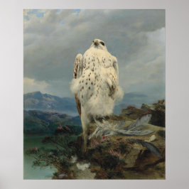 Póster Un Girfalcón en un paisaje montañoso extenso