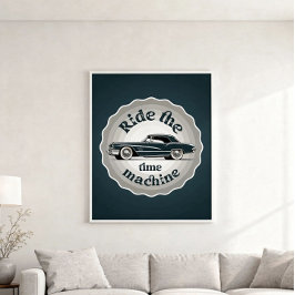 Póster Un gráfico con estilo de placa con auto vintage de