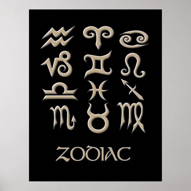 Póster Un gráfico de símbolos zodiaco (Frente)