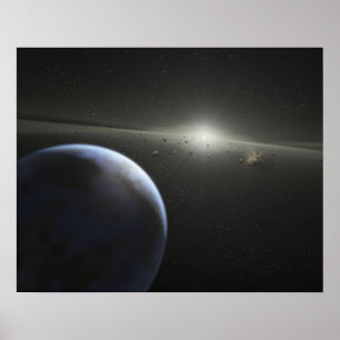Póster Un gran cinturón de asteroides en órbita alrededor