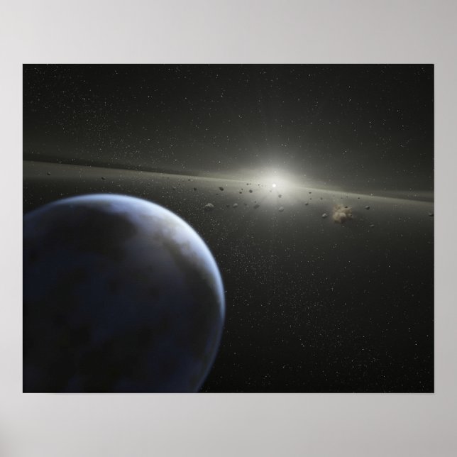 Póster Un gran cinturón de asteroides en órbita alrededor (Frente)