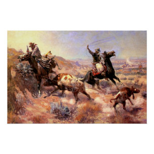 Póster Un grave problema por Charles M. Russell