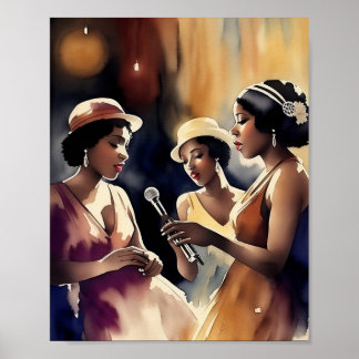 Póster Un grupo de canto actuando en un club de jazz