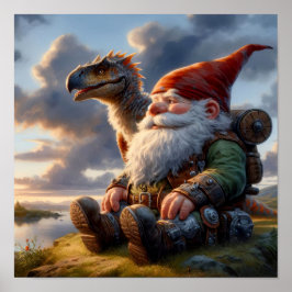 Póster Un guerrero de Gnome desangrando con su dragón