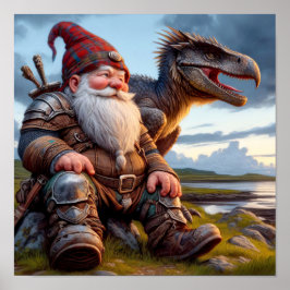 Póster Un guerrero de Gnome desangrando con su dragón