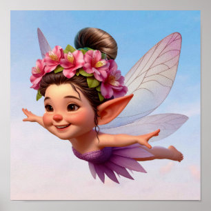 Póster Un hada de dibujos animados mágica y encantada