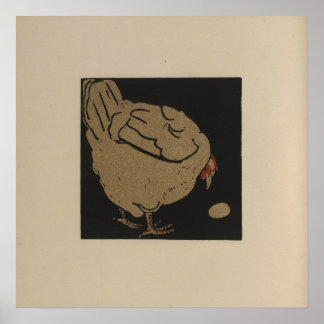 Póster Un Hen mira su huevo