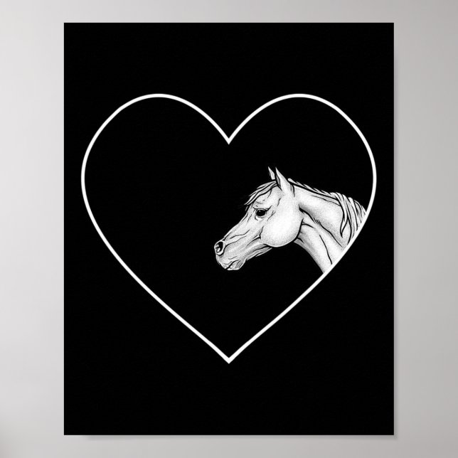 Póster Un Hermoso Caballo Blanco Para Montar Chicas Coraz (Frente)