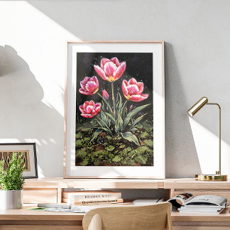 Póster Un hermoso poster de la bombilla de tulipanes