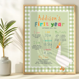 Póster Un hito de cumpleaños de primer año mal cosechado