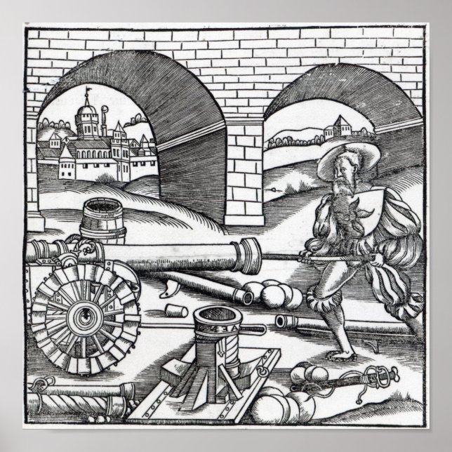 Póster Un hombre cargando un cañón (Frente)