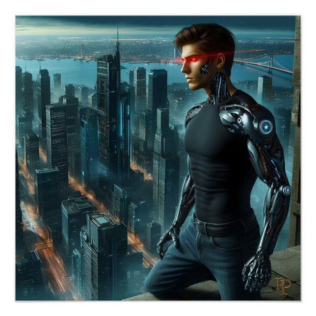 Póster Un hombre cibernético (Anverso)