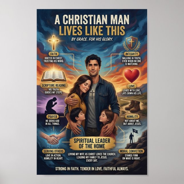 Póster Un hombre cristiano vive así (Frente)