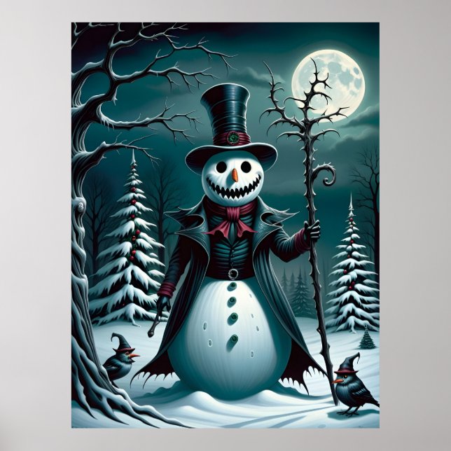 Póster Un hombre de nieve asustado (Frente)