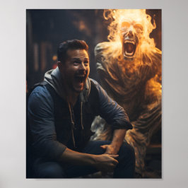 Póster Un Hombre Gritando En Una Fantasma Halloween