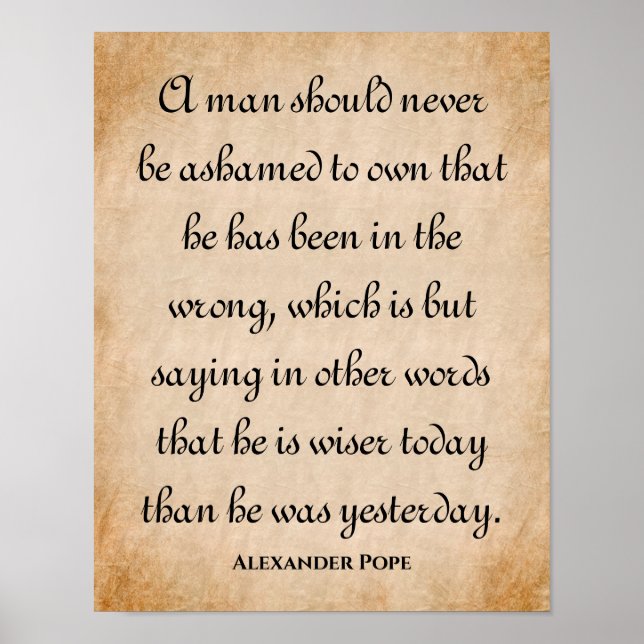 Póster Un Hombre Nunca Debería... Cita inspiradora (Frente)