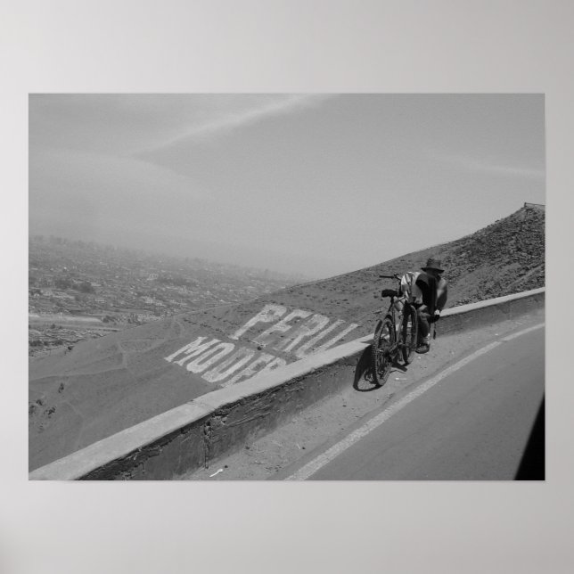 Póster Un hombre, una bicicleta, Perú. (Frente)