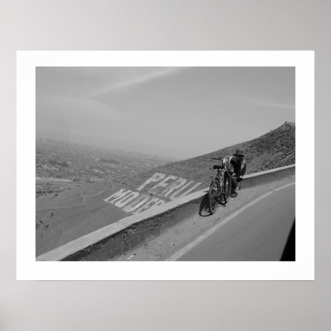 Póster Un hombre, una bicicleta, Perú. (Frente)