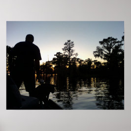 Póster Un hombre y su perro en los Bayou