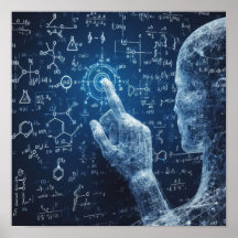 Un humanoide que interactúa con un tablero de dato
