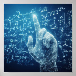 Póster Un humanoide que interactúa con una hoja de datos