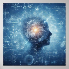 Póster Un humanoide superpuesto en una hoja de datos