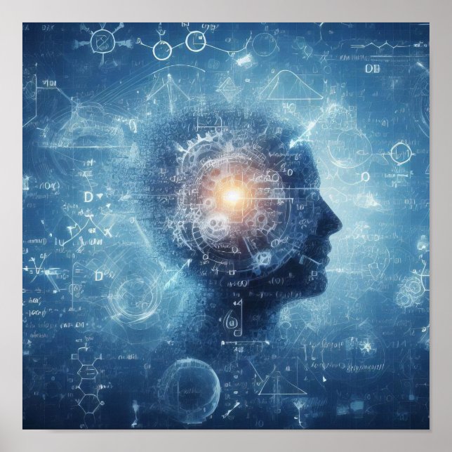 Póster Un humanoide superpuesto en una hoja de datos (Frente)