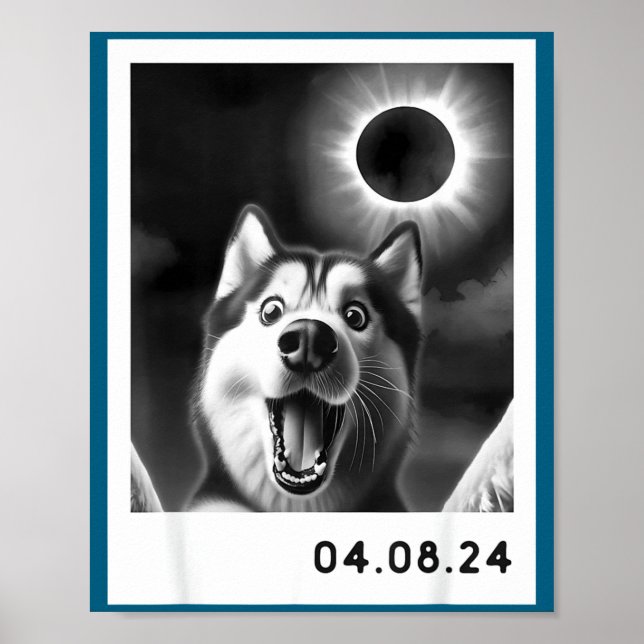Póster Un husky siberiano en la totalidad de un eclipse s (Frente)