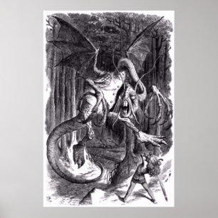 Póster Un ilustracion al poema Jabberwocky. 1871