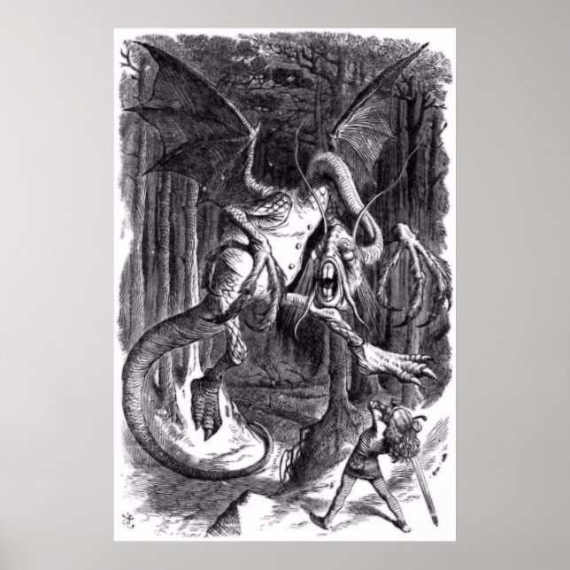 Póster Un ilustracion al poema Jabberwocky. 1871 (Frente)