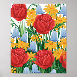 Póster Un ilustracion luminoso del Poster de Flores