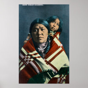 Póster Un indio Madonna del cuervo y niño