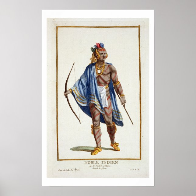 Póster Un indio noble de la nación de Ottawa, 1780 (colou (Frente)