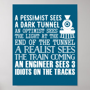 Póster Un Ingeniero De Tren Y 3 Idiotas Chiste Divertido