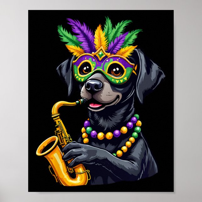 Póster Un ingenioso negro labrador que juega Mamáes saxof (Frente)